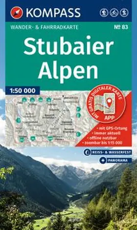  KOMPASS Wanderkarte 83 Stubaier Alpen 1:50.000 | Sonstiges |  Sack Fachmedien