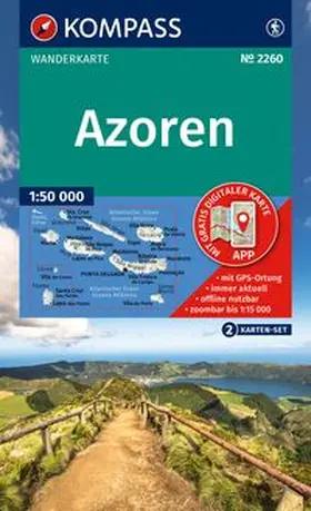  KOMPASS Wanderkarten-Set 2260 Azoren (2 Karten) 1:50.000 | Sonstiges |  Sack Fachmedien