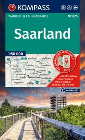  KOMPASS Wanderkarten-Set 825 Saarland (2 Karten) 1:50.000 | Sonstiges |  Sack Fachmedien