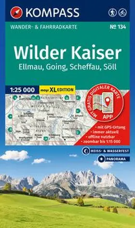 KOMPASS Wanderkarte 134 Wilder Kaiser, Ellmau, Going, Scheffau, Söll 1:25.000 | Sonstiges |  Sack Fachmedien