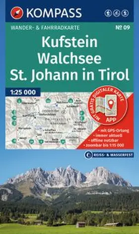  KOMPASS Wanderkarte 09 Kufstein, Walchsee, St. Johann in Tirol 1:25.000 | Sonstiges |  Sack Fachmedien