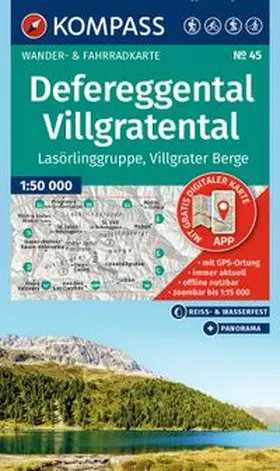  KOMPASS Wanderkarte 45 Defereggental, Villgratental, Lasörlinggruppe, Villgrater Berge 1:50.000 | Sonstiges |  Sack Fachmedien