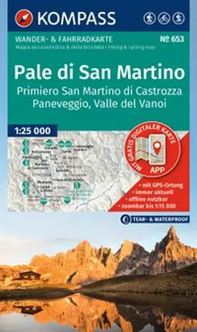  KOMPASS Wanderkarte 653 Pale di San Martino, Primiero San Martino di Castrozza, Paneveggio, Valle del Vanoi 1:25.000 | Sonstiges |  Sack Fachmedien
