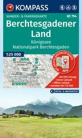  KOMPASS Wanderkarte 794 Berchtesgadener Land, Königssee, Nationalpark Berchtesgaden 1:25.000 | Sonstiges |  Sack Fachmedien