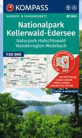  KOMPASS Wanderkarte 845 Nationalpark Kellerwald-Edersee, Naturpark Habichtswald, Wanderregion Medebach 1:50.000 | Sonstiges |  Sack Fachmedien
