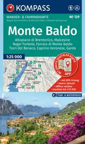  KOMPASS Wanderkarte 129 Monte Baldo, Malcesine, Nago-Torbole, Garda 1:25.000 | Sonstiges |  Sack Fachmedien