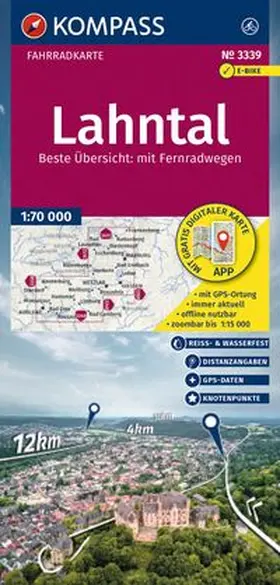  KOMPASS Fahrradkarte 3339 Lahntal mit Knotenpunkten 1:70.000 | Sonstiges |  Sack Fachmedien