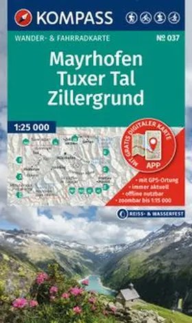  KOMPASS Wanderkarte 037 Mayrhofen, Tuxer Tal, Zillergrund 1:25.000 | Sonstiges |  Sack Fachmedien