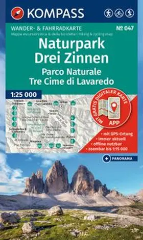  KOMPASS Wanderkarte 047 Naturpark Drei Zinnen, Parco Naturale Tre Cime di Lavaredo 1:25.000 | Sonstiges |  Sack Fachmedien