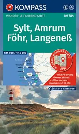  KOMPASS Wanderkarte 784 Sylt, Amrum, Föhr, Langeneß 1:35.000 | Sonstiges |  Sack Fachmedien