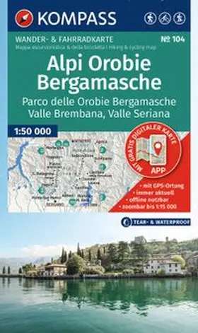  KOMPASS Wanderkarte 104 Alpi Orobie Bergamasche, Parco delle Orobie Bergamasche, Valle Brembana, Valle Seriana 1:50.000 | Sonstiges |  Sack Fachmedien