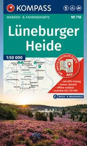  KOMPASS Wanderkarte 718 Lüneburger Heide 1:50.000 | Sonstiges |  Sack Fachmedien