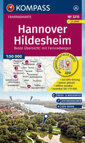  KOMPASS Fahrradkarte 3215 Hannover, Hildesheim 1:50.000 | Sonstiges |  Sack Fachmedien