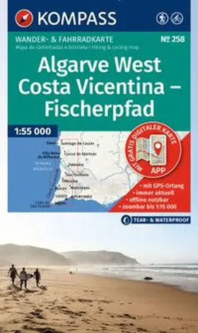  KOMPASS Wanderkarte 258 Algarve West, Costa Vicentina - Fischerpfad 1:55.000 | Sonstiges |  Sack Fachmedien