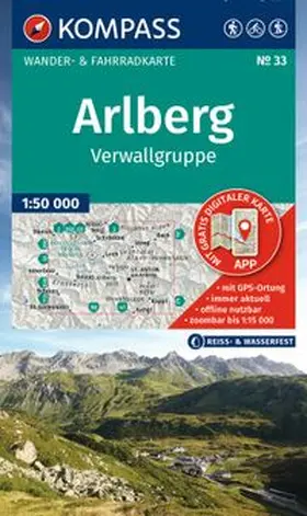  KOMPASS Wanderkarte 33 Arlberg, Verwallgruppe 1:50.000 | Sonstiges |  Sack Fachmedien