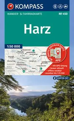 KOMPASS Wanderkarten-Set 450 Harz (2 Karten) 1:50.000 | Sonstiges | 978-3-99154-618-4 | www.sack.de