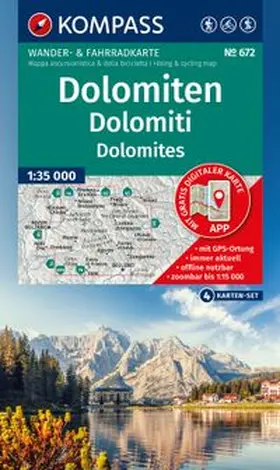 KOMPASS Wanderkarten-Set 672 Dolomiten, Dolomiti, Dolomites (4 Karten) 1:35.000 | Sonstiges | 978-3-99154-619-1 | www.sack.de