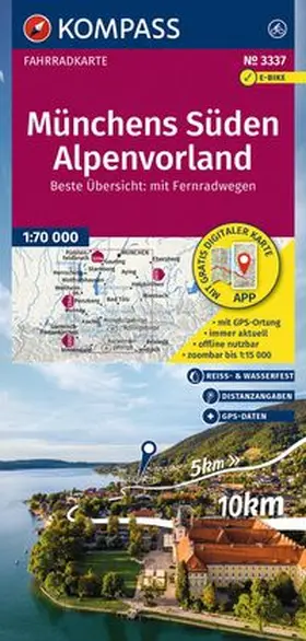 KOMPASS Fahrradkarte 3337 Münchens Süden, Alpenvorland 1:70.000 | Sonstiges |  Sack Fachmedien