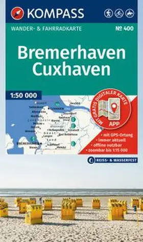  KOMPASS Wanderkarte 400 Bremerhaven-Cuxhaven 1:50.000 | Sonstiges |  Sack Fachmedien