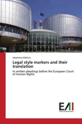 Nikitina |  Legal style markers and their translation | Buch |  Sack Fachmedien