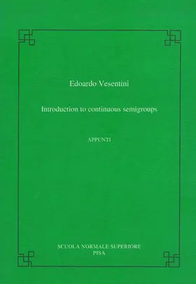 Vesentini |  Introduction to Continuous Semigroups | Buch |  Sack Fachmedien