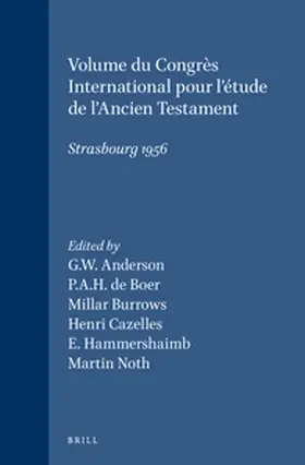  Volume Du Congrès International Pour l'Étude de l'Ancien Testament, Strasbourg 1956 | Buch |  Sack Fachmedien