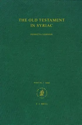 Brock |  The Old Testament in Syriac According to the Peshi&#7789;ta Version, Part III Fasc. 1. Isaiah | Buch |  Sack Fachmedien