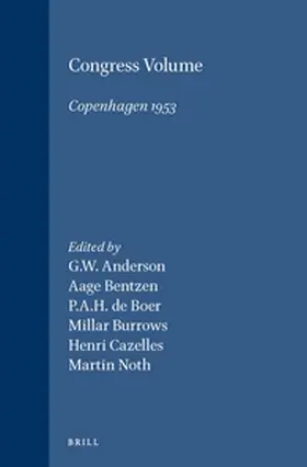 Anderson / Bentzen / de Boer |  Congress Volume Copenhagen 1953 | Buch |  Sack Fachmedien