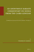 Niessen / Khan |  An Anonymous Karaite Commentary on Hosea from the Cairo Genizah: Cambridge Genizah Studies Series, Volume 13 | Buch |  Sack Fachmedien