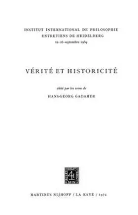 Gadamer |  Truth and Historicity / Vérité et Historicité | Buch |  Sack Fachmedien