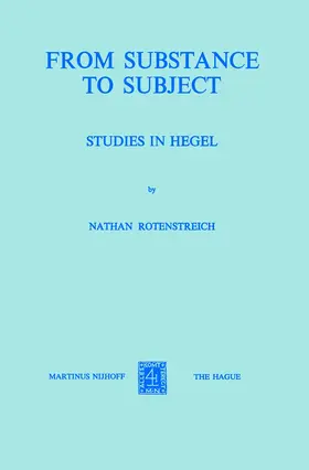 Rotenstreich |  From Substance to Subject | Buch |  Sack Fachmedien