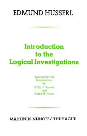 Husserl |  Introduction to the Logical Investigations | Buch |  Sack Fachmedien