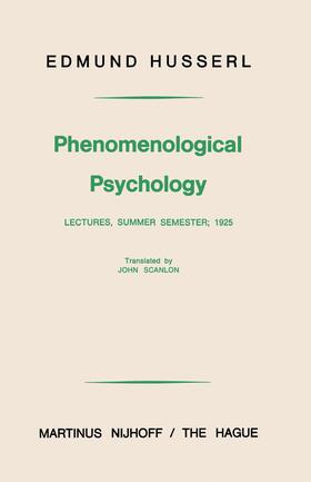 Husserl |  Phenomenological Psychology | Buch |  Sack Fachmedien