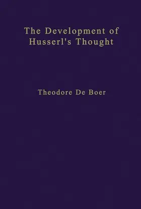 de Boer |  The Development of Husserl's Thought | Buch |  Sack Fachmedien