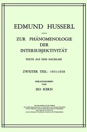 Husserl / Kern |  Zur Phänomenologie Der Intersubjektivität | Buch |  Sack Fachmedien