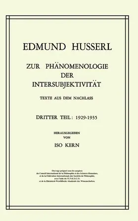 Husserl / Kern |  Zur Phänomenologie Der Intersubjektivität | Buch |  Sack Fachmedien