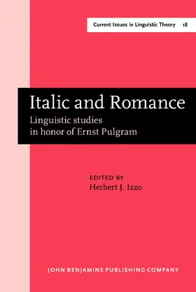Izzo |  Italic and Romance | Buch |  Sack Fachmedien