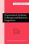 Franco / Landa / Martín |  Grammatical Analyses in Basque and Romance Linguistics | Buch |  Sack Fachmedien