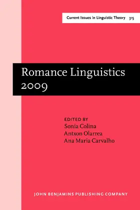 Colina / Olarrea / Carvalho |  Romance Linguistics 2009 | Buch |  Sack Fachmedien