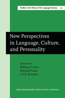 Cowan / Foster / Koerner |  New Perspectives in Language, Culture, and Personality | eBook | Sack Fachmedien