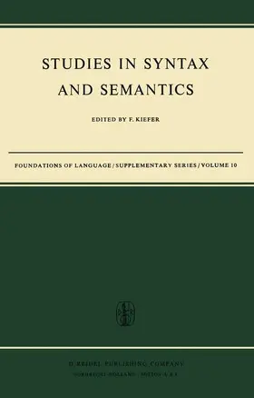 Kiefer |  Studies in Syntax and Semantics | Buch |  Sack Fachmedien