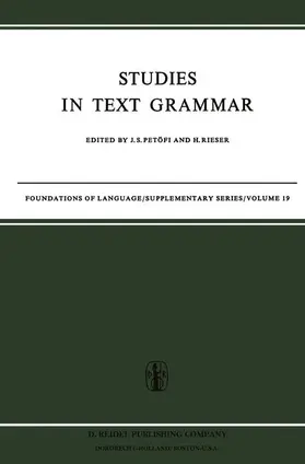 Petöfi / Rieser |  Studies in Text Grammar | Buch |  Sack Fachmedien