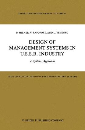 Milner / Rapoport / Yevenko |  Design of Management Systems in U.S.S.R. Industry | Buch |  Sack Fachmedien