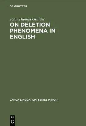 Grinder |  On deletion phenomena in English | Buch |  Sack Fachmedien