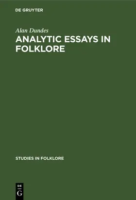 Dundes |  Analytic Essays in Folklore | Buch |  Sack Fachmedien