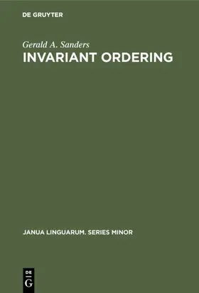 Sanders |  Invariant Ordering | Buch |  Sack Fachmedien