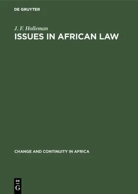 Holleman |  Issues in African law | Buch |  Sack Fachmedien
