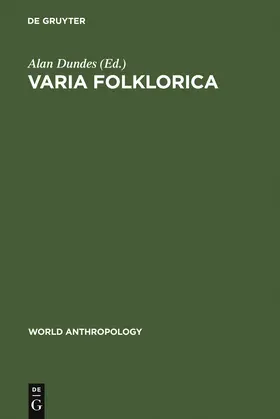 Dundes |  Varia Folklorica | Buch |  Sack Fachmedien