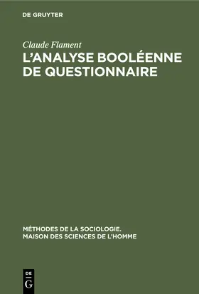 Flament |  L'analyse booléenne de questionnaire | Buch |  Sack Fachmedien