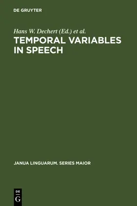 Dechert / Raupach |  Temporal Variables in Speech | Buch |  Sack Fachmedien